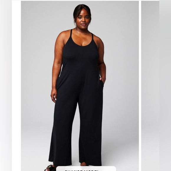 Fabletics Pants - Fabletics Cloud Jersey Wide Leg Black Onesie Jumpsuit Romper, 2X